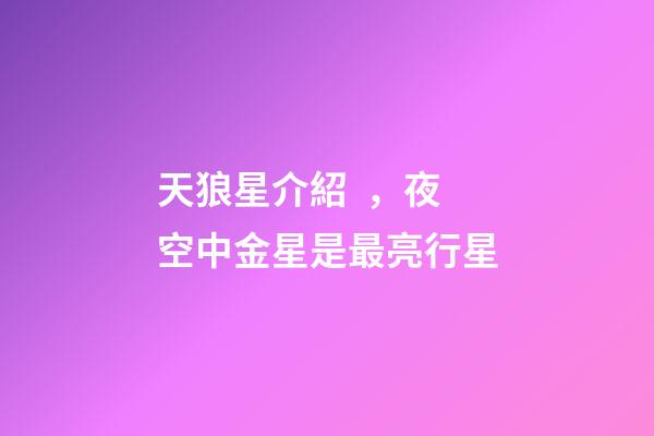天狼星介紹，夜空中金星是最亮行星